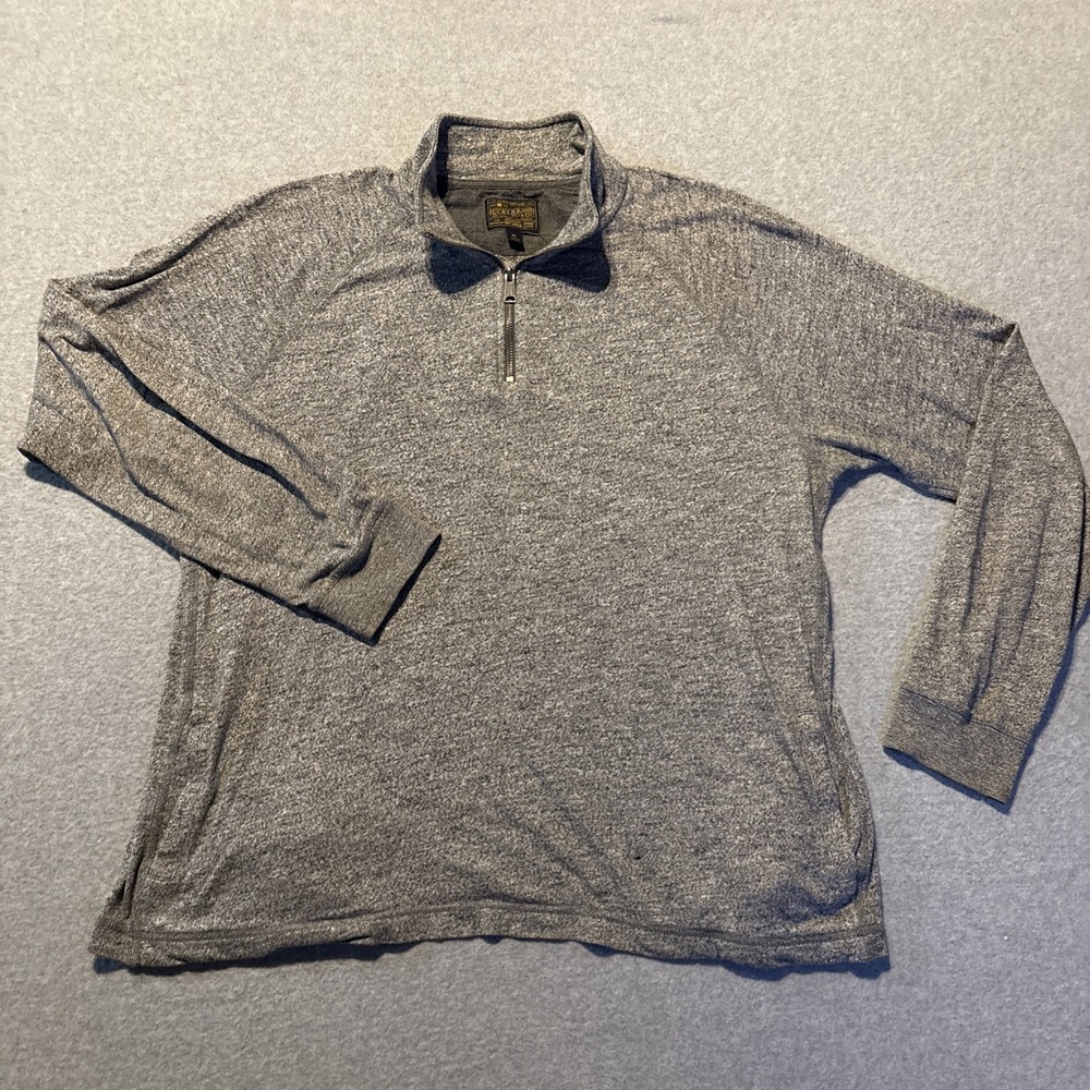 Lucky Brand Men's Quarter Zip Dark Gray Sz XL Front Pockets Super Soft TINY HOLE